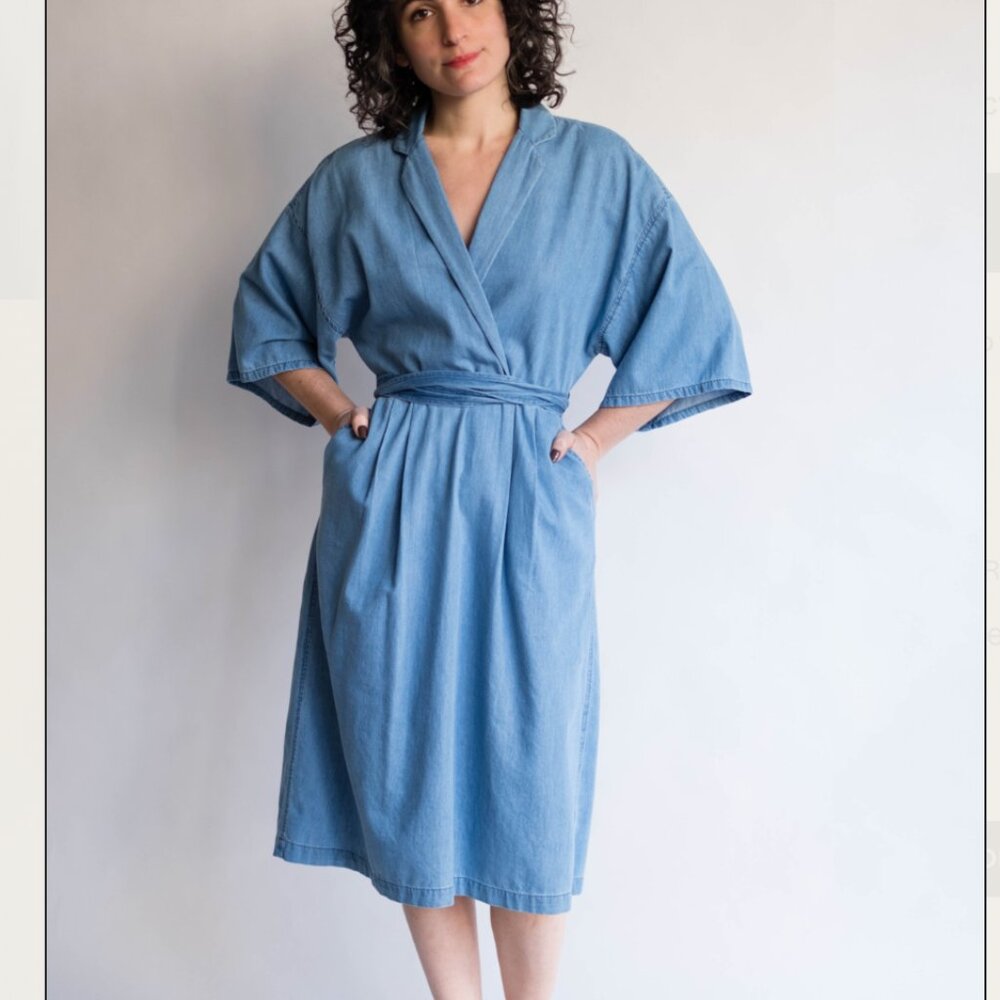 XiRENA Quinn Chambray/Denim Wrap Dress - XS